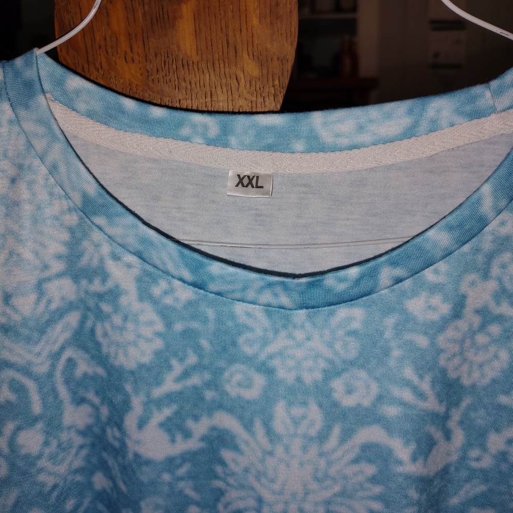 Blue and White Patterned T-Shirt